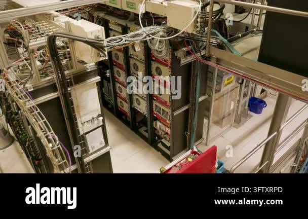 High current electronic racks and cabling at CERN laboratory Stock ...