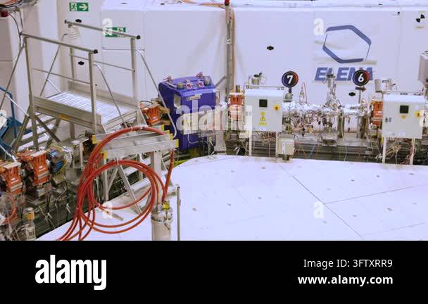 The ELENA antimatter deceleration ring machinery at CERN Stock Video ...