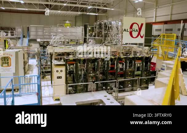 ASACUSA and ALPHA antimatter experiment machinery at CERN Stock Video ...