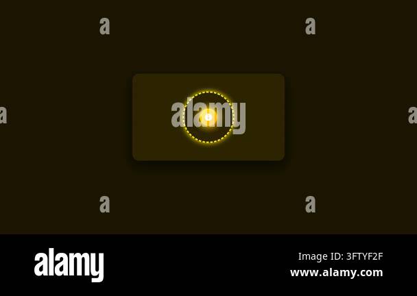 Digital information icon loading animation displays a bright yellow 'i ...