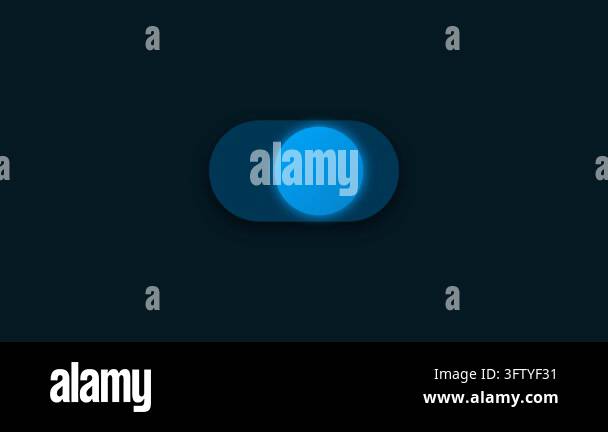 Blue toggle switch animation on dark background, illustrating a user ...