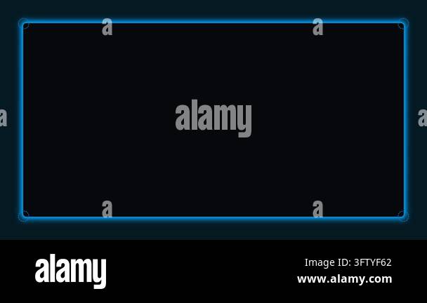 Glowing blue neon frame border design with illuminated edges and ...