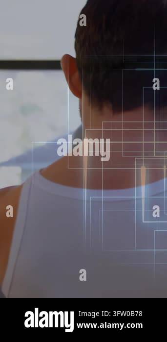 Vertical video: HUD appearing and tracking as man raising right arm ...
