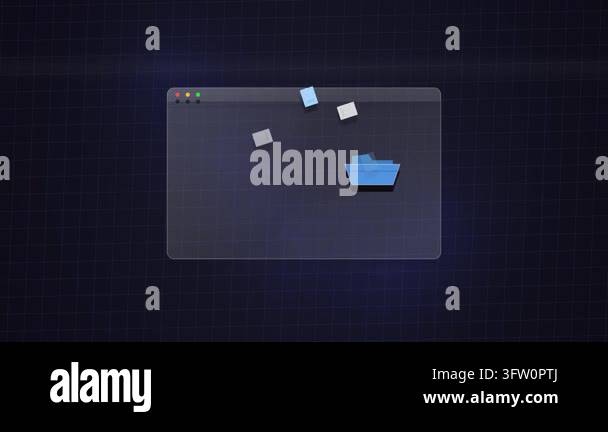 Abstract animation of files being organized into a digital folder with ...