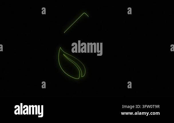 Gradient Lines Green Neon Eco Leaves Animated Icon 4K Motion Graphics ...