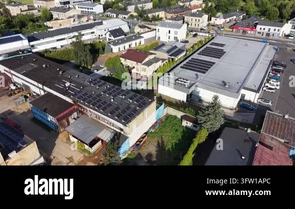 Renewable energy and climate control systems on rooftop Stock Video ...