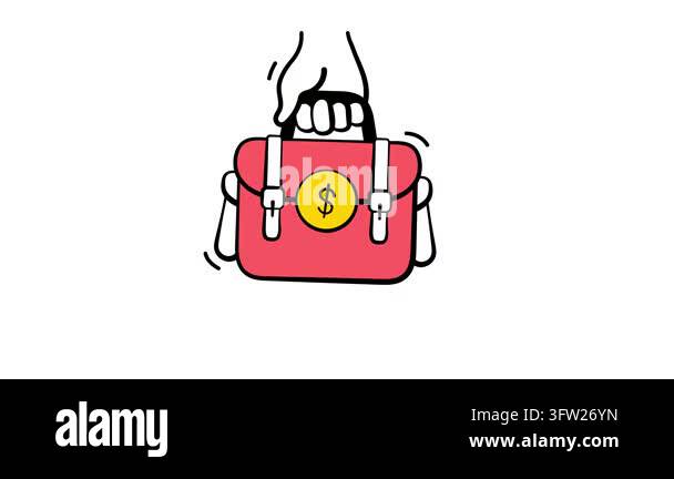 Ready to use hand drawn animated icon of money briefcase showcases ...