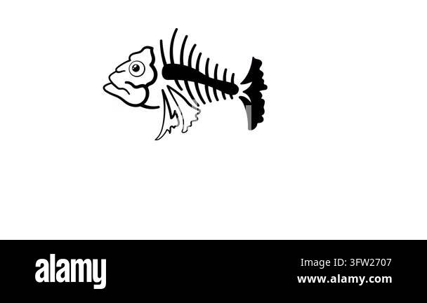 Spooky fish skeleton icon animation for horror Halloween art and design ...