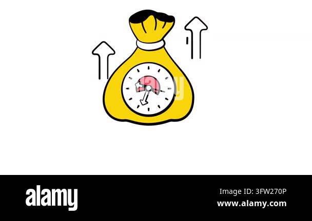 Ready to use a hand drawn animated icon of time is money highlights ...