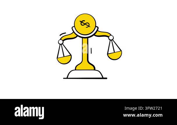 Trendy hand drawn animated icon of balance scale, financial equilibrium ...