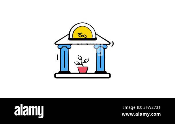 Trendy hand drawn animated icon of investment banks ensure secure ...