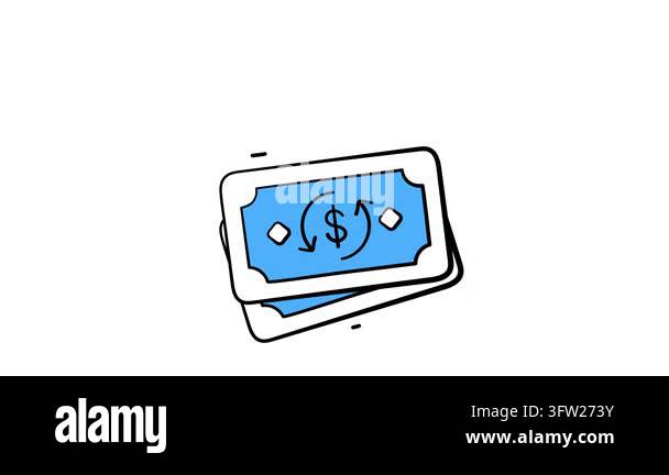 An amazing hand drawn animated icon of money transfer illustrates fast ...