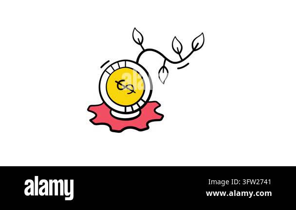 Ready to use hand drawn animated icon of money plants illustrate long ...