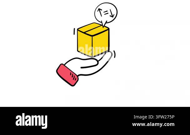 An editable hand drawn animated icon of product exchange illustrates ...