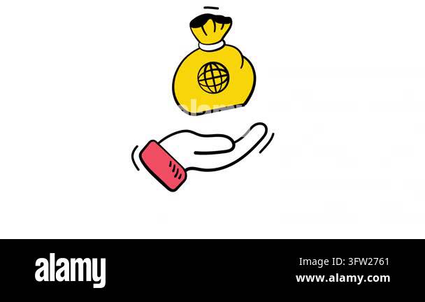 An amazing hand drawn animated icon of a money sack showcases immediate ...