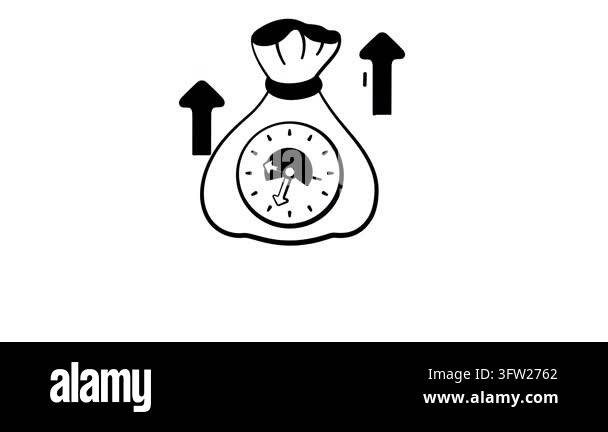 Ready to use a hand drawn animated icon of time is money highlights ...