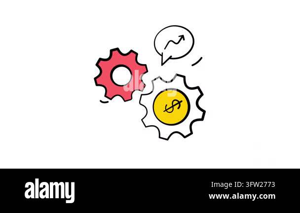Visually appealing hand drawn animated icon of business automation ...