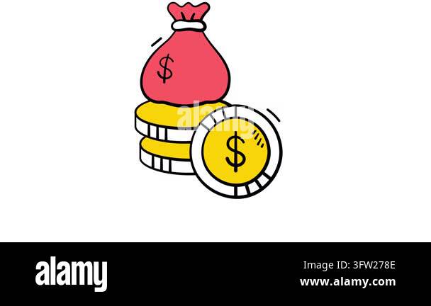 Premium hand drawn animated icon of money bags, available for download ...