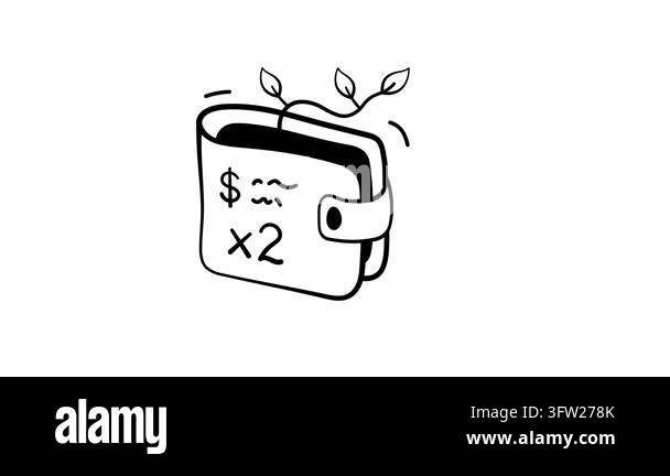 Ready to use hand drawn animated icon of saving growth showcases wallet ...