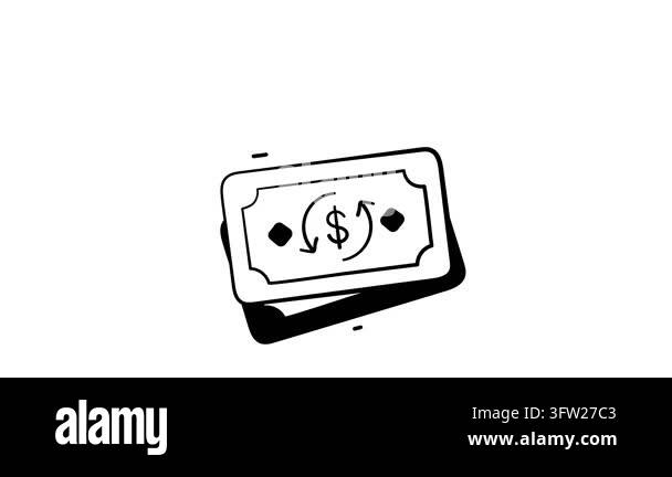 An amazing hand drawn animated icon of money transfer illustrates fast ...