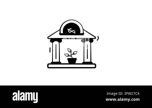 Trendy hand drawn animated icon of investment banks ensure secure ...