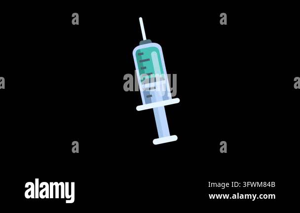 Simple graphic of a medical injection tool with green liquid ...