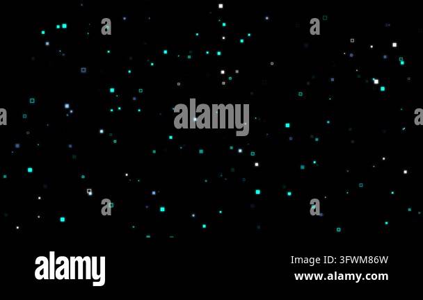 Dynamic abstract digital background featuring glowing square particles ...