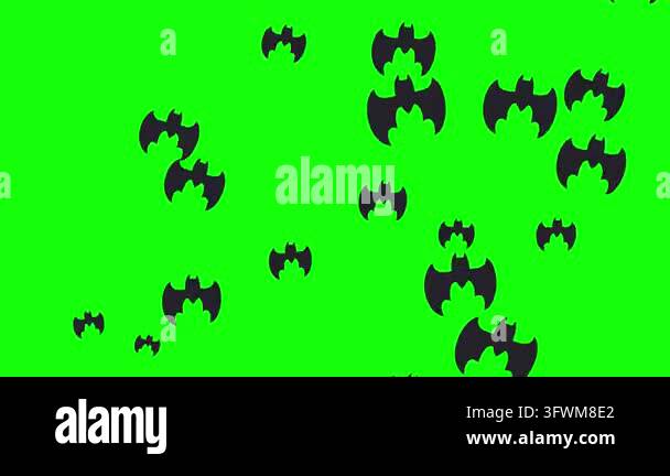 Flying black bats on vibrant green screen background perfect for spooky ...