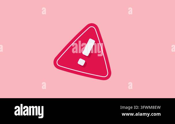 Abstract red warning triangle with white exclamation mark icon on ...