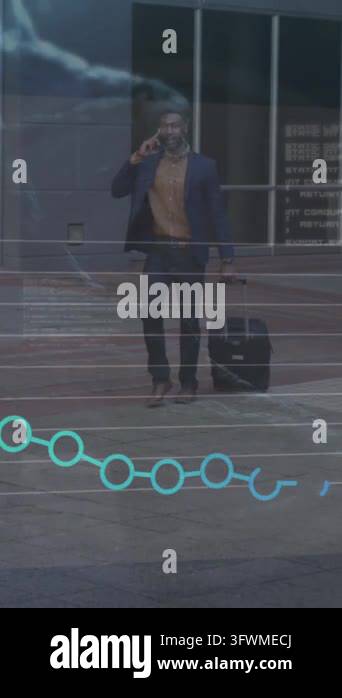 Animation of data processing on african american businessman with ...