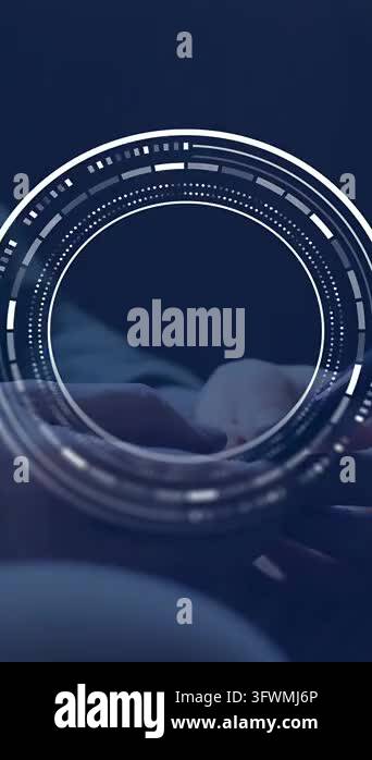 Vertical video: Blurred hands tapping device, activating HUD rings ...