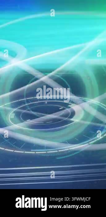 Vertical video: On load holo HUD rotating with crossing light tubes and ...