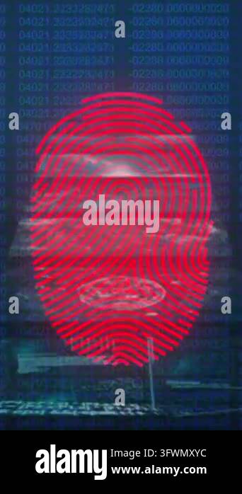 Animation of fingerprint scanning with multiple hud screens, computer ...