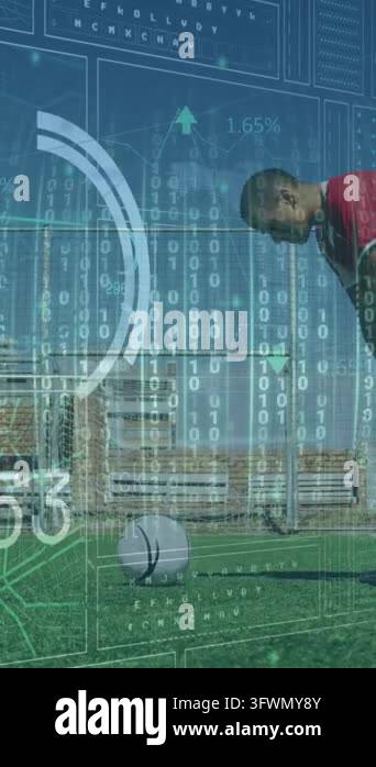 Animation of scope scanning and data processing over football player ...