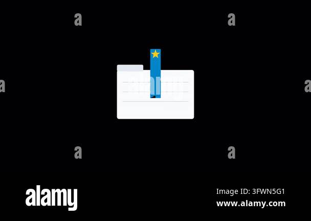 A flat style folder document icon with a blue bookmark ribbon floating ...