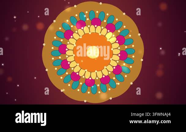Diwali Golden Rangoli Mandala Spinning on Plum Background Stock Video ...