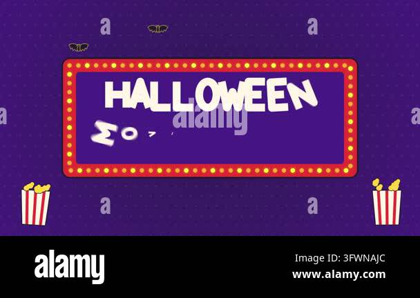 Halloween Movie Night Marquee Sign with Chasing Bulbs Comic Text ...