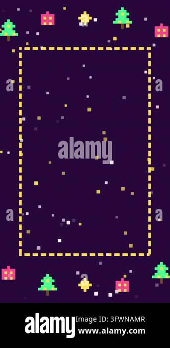 Christmas Pixel Art Frame Title Background on Arcade Purple Loop Stock ...