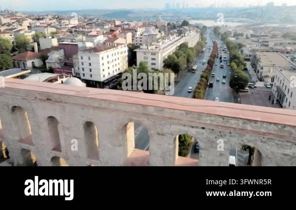 Direction Frame For Signs Aerial view of a busy highway running alongside an ancient aqueduct ...