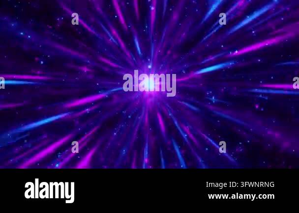 Abstract tunnel of light streaks and particles moving forward at high ...