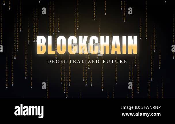 The word "BLOCKCHAIN" appears in large white and gold letters, with ...