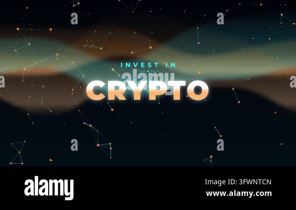 The text "Invest in Crypto" glows with a gradient light effect against ...