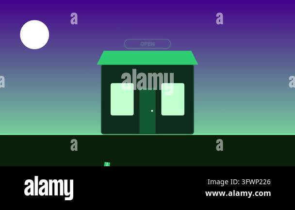 Flat store front illustration with colorful gift boxes and golden coin ...