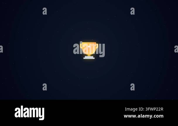 Minimalist flat vector illustration of glowing golden trophy cup star ...