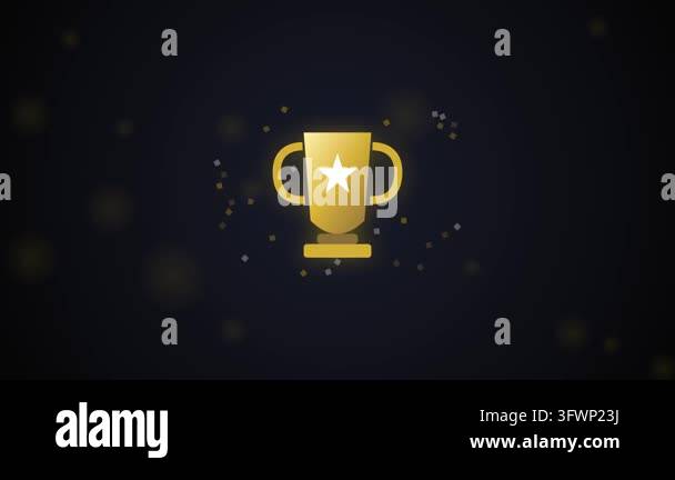 Minimalist flat vector illustration of glowing golden trophy cup with ...