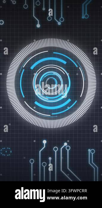 Animation of scope scanning and computer circuit board with data ...