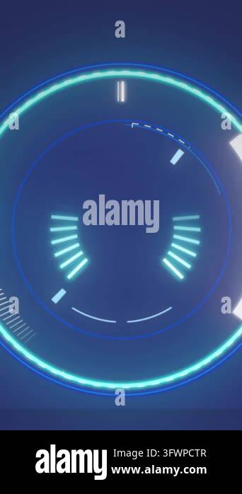 Animation of scope scanning over blue background. Global computing ...