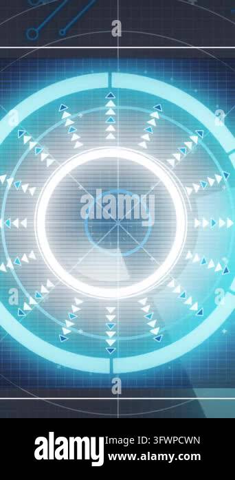Animation of data processing, globe and scope scanning. Global ...