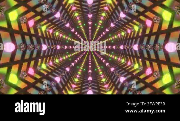Abstract colorful kaleidoscope motion background with geometric ...