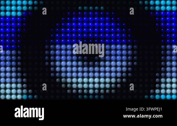 Abstract Digital Blue LED Light Panel with Glowing Dot Grid and Wave ...